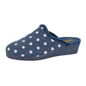 Sleepers Womens/Ladies Josephine Floral Embroidery Mule Slippers / Navy